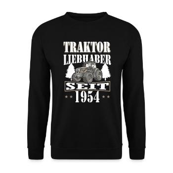 70 Geburtstag 1954 Landwirt Traktor Fan - Unisex Pullover - Schwarz - Vorne - Alina (178cm) & Michal (187cm)