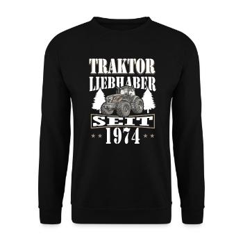 50 Geburtstag 1974 Landwirt Traktor Fan - Unisex Pullover - Schwarz - Vorne - Alina (178cm) & Michal (187cm)