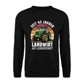 Landwirt aus Leidenschaft Traktor 45 Geburtstag - Unisex Pullover - Schwarz - Vorne - Alina (178cm) & Michal (187cm)