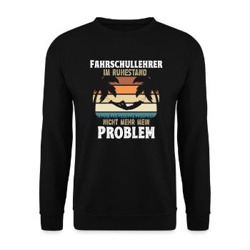 Geschenke Rente 2024 Fahrschullehrer Ruhestand - Unisex Pullover - Schwarz - Vorne - Alina (178cm) & Michal (187cm)
