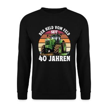 Der held Vom Feld Traktor 28 Geburtstag - Unisex Pullover - Schwarz - Vorne - Alina (178cm) & Michal (187cm)