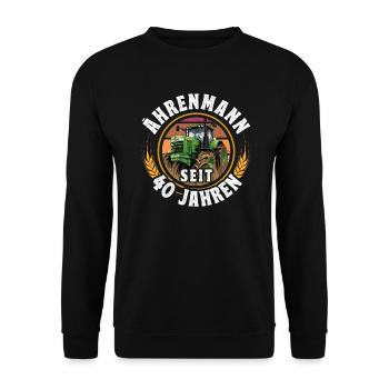 Ährenmann Traktor 40 Geburtstag - Unisex Pullover - Schwarz - Vorne - Alina (178cm) & Michal (187cm)