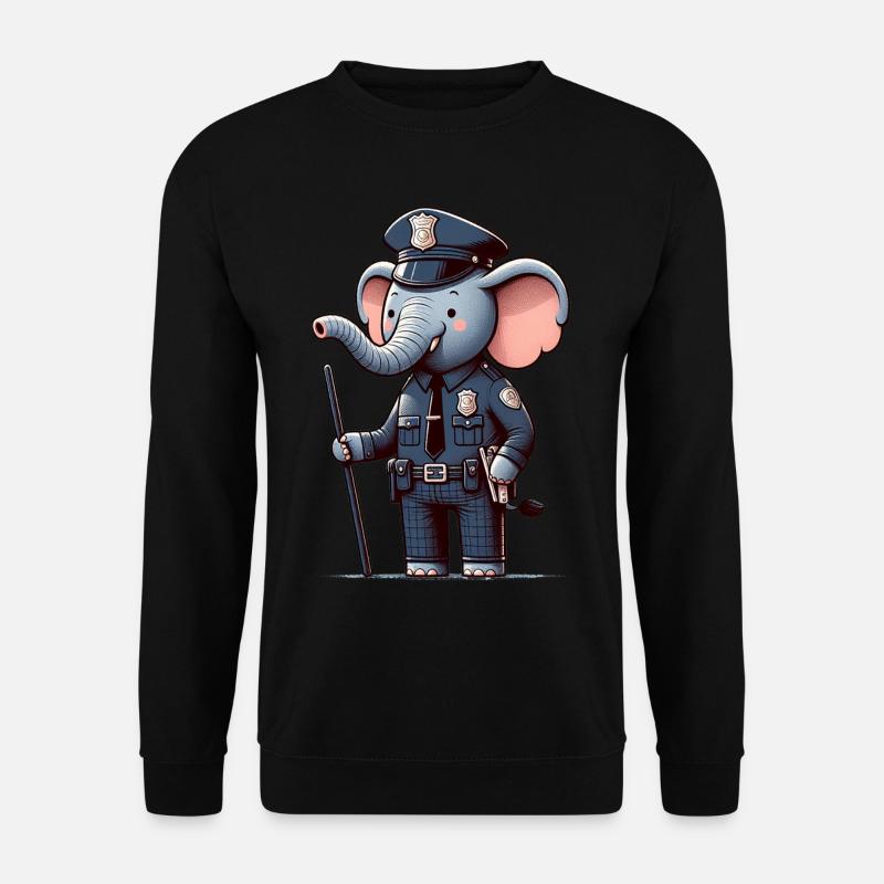 Officier de police éléphant mignon - Sweat-shirt Unisexe - noir