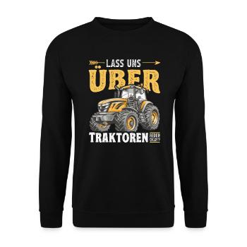 Landwirt Traktorfan Traktor Lass uns über - Unisex Pullover - Schwarz - Vorne - Alina (178cm) & Michal (187cm)