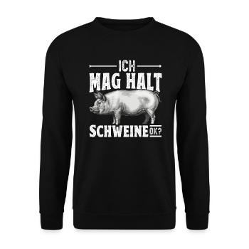 Landwirt Schwein Schweinebauer Spruch - Unisex Pullover - Schwarz - Vorne - Alina (178cm) & Michal (187cm)
