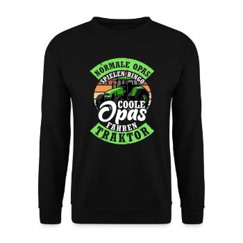 Landwirt Traktorfan Traktor Opa Treckerfahrer - Unisex Pullover - Schwarz - Vorne - Alina (178cm) & Michal (187cm)