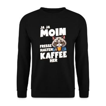 Zum Kaffeetrinken geboren zur Arbeit gezwungen - Unisex Pullover - Schwarz - Vorne - Alina (178cm) & Michal (187cm)
