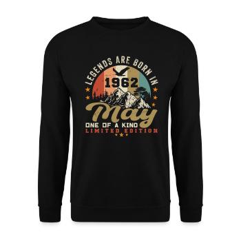 Mai 1962 Geburtstagsgeschenk Mai 1962 - 1962 Mai - Unisex Pullover - Schwarz - Vorne - Alina (178cm) & Michal (187cm)