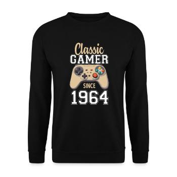 Video Gaming 60 Geburtstag 1964 Classic Gamer - Unisex Pullover - Schwarz - Vorne - Alina (178cm) & Michal (187cm)