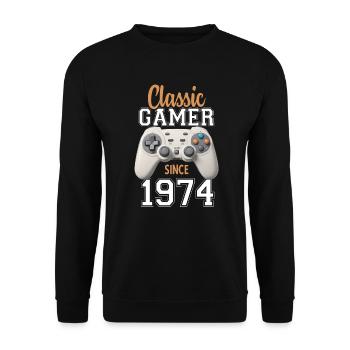 Video Gaming 50 Geburtstag 1974 Classic Gamer - Unisex Pullover - Schwarz - Vorne - Alina (178cm) & Michal (187cm)