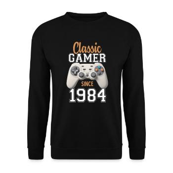 Video Gaming 40 Geburtstag 1984 Classic Gamer - Unisex Pullover - Schwarz - Vorne - Alina (178cm) & Michal (187cm)