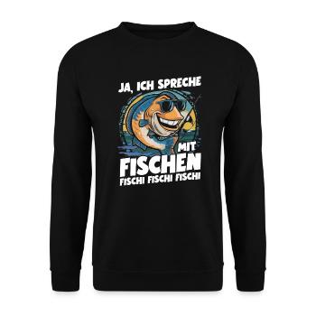 Drôle de pêcheur disant oui, je parle aux poissons - Sweat-shirt Unisexe - noir - Devant - Alina (178cm) & Michal (187cm)