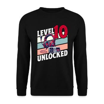 10E ANNIVERSAIRE GARÇON RETRO GAMER NIVEAU DE JEU - Sweat-shirt Unisexe - noir - Devant - Alina (178cm) & Michal (187cm)