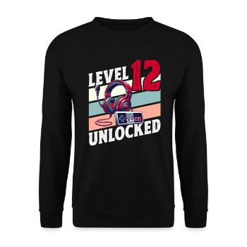 12TH BIRTHDAY BOY RETRO GAMER GAMING LEVEL - Unisex Sweatshirt - black - Front - Alina (178cm) & Michal (187cm)