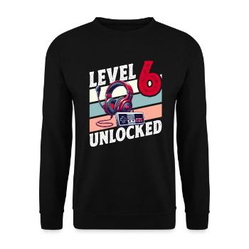 6TH BIRTHDAY BOY RETRO GAMER GAMING LEVEL - Unisex Sweatshirt - black - Front - Alina (178cm) & Michal (187cm)