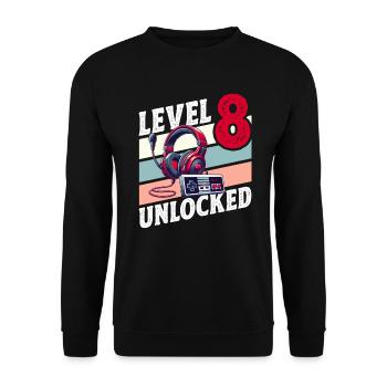 8TH BIRTHDAY BOY RETRO GAMER GAMING LEVEL - Unisex Sweatshirt - black - Front - Alina (178cm) & Michal (187cm)