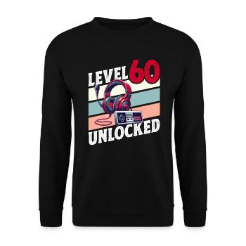 60TH BIRTHDAY MAN RETRO GAMER GAMING LEVEL - Unisex Sweatshirt - black - Front - Alina (178cm) & Michal (187cm)