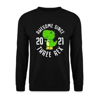 3. Gebrutstag Three Rex Awesome Since 2021 - Unisex Sweatshirt - black - Front - Alina (178cm) & Michal (187cm)
