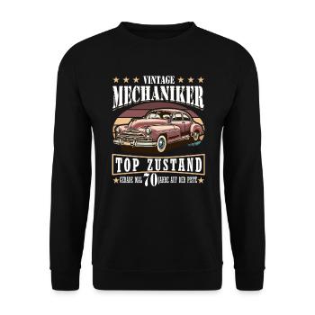 70th Birthday 1964 1965 Car Mechanic Gifts - Unisex Sweatshirt - black - Front - Alina (178cm) & Michal (187cm)