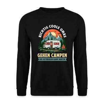 Camping Camper Really cool grandpas go camping - Unisex Sweatshirt - black - Front - Alina (178cm) & Michal (187cm)