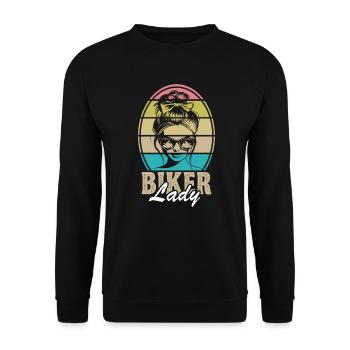 Biker Lady Motorrad Motorradfahrerin Bikerin - Unisex Pullover - Schwarz - Vorne - Alina (178cm) & Michal (187cm)