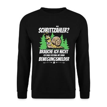 Rennschnecke Spruch Schrittzähler Jogger Marathon - Unisex Pullover - Schwarz - Vorne - Alina (178cm) & Michal (187cm)