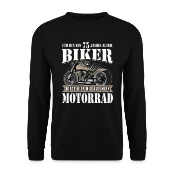 75 Birthday 1949 Motorcyclist Motorcycle - Unisex Sweatshirt - black - Front - Alina (178cm) & Michal (187cm)