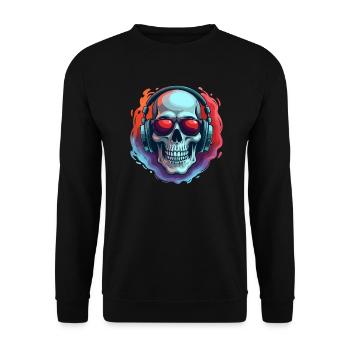 Crâne avec lunettes de soleil et casque en pop - Sweat-shirt Unisexe - noir - Devant - Alina (178cm) & Michal (187cm)