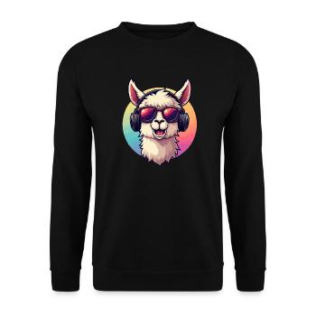 Lama Alpaga DJ Lunettes de soleil Casque Pop Art - Sweat-shirt Unisexe - noir - Devant - Alina (178cm) & Michal (187cm)