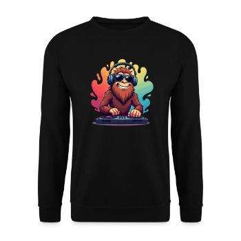 Big Foot avec lunettes de soleil et casque d’écoute dans le Pop Art - Sweat-shirt Unisexe - noir - Devant - Alina (178cm) & Michal (187cm)