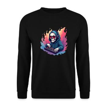 Crâne de DJ avec lunettes de soleil et casque en pop - Sweat-shirt Unisexe - noir - Devant - Alina (178cm) & Michal (187cm)