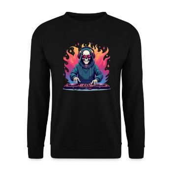 Lunettes de soleil et casques d’écoute DJ Skull dans le Pop Art - Sweat-shirt Unisexe - noir - Devant - Alina (178cm) & Michal (187cm)