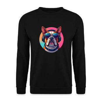 Bouledogue anglais lunettes de soleil casque en pop - Sweat-shirt Unisexe - noir - Devant - Alina (178cm) & Michal (187cm)