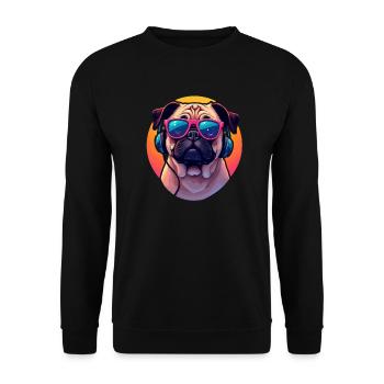 Carlin avec lunettes de soleil et écouteurs dans le Pop Art - Sweat-shirt Unisexe - noir - Devant - Alina (178cm) & Michal (187cm)