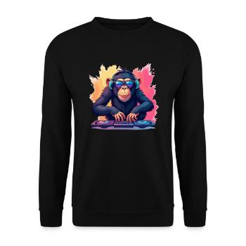 DJ Monkey Design Casques Lunettes de soleil Musique Fête - Sweat-shirt Unisexe - noir - Devant - Alina (178cm) & Michal (187cm)