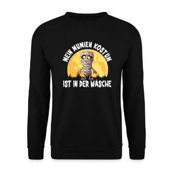 Mein Mumien Kostüm ist in der Wäsche Lustiges - Unisex Pullover - Schwarz - Vorne - Alina (178cm) & Michal (187cm)