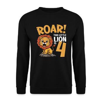 4 Birthday Boy Lion - Unisex Sweatshirt - black - Front - Alina (178cm) & Michal (187cm)