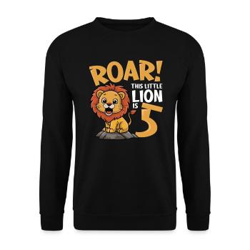 5 Birthday Boy Lion - Unisex Sweatshirt - black - Front - Alina (178cm) & Michal (187cm)