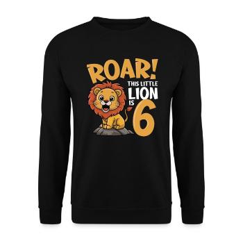 6 Birthday Boy Lion - Unisex Sweatshirt - black - Front - Alina (178cm) & Michal (187cm)