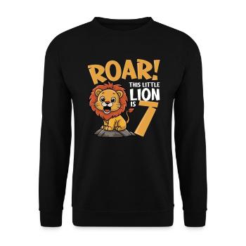 7 Birthday Boy Lion - Unisex Sweatshirt - black - Front - Alina (178cm) & Michal (187cm)
