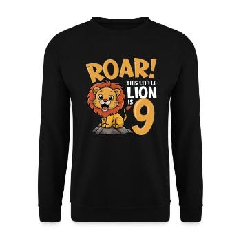 9 Birthday Boy Lion - Unisex Sweatshirt - black - Front - Alina (178cm) & Michal (187cm)