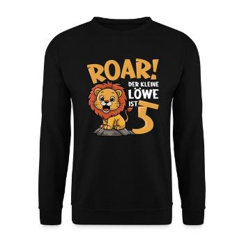 5th Birthday Boy Lion - Unisex Sweatshirt - black - Front - Alina (178cm) & Michal (187cm)