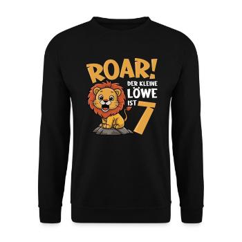 7th Birthday Boy Lion - Unisex Sweatshirt - black - Front - Alina (178cm) & Michal (187cm)
