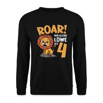 4th Birthday Boy Lion - Unisex Sweatshirt - black - Front - Alina (178cm) & Michal (187cm)