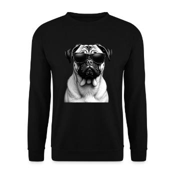 Pug with Sunglasses Animal Motif Art Pug - Unisex Sweatshirt - black - Front - Alina (178cm) & Michal (187cm)