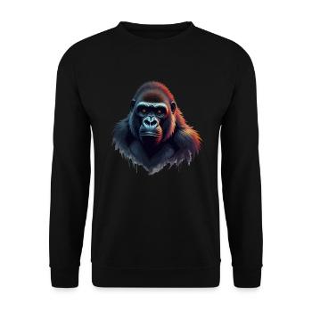 Gorilla Head Animal Motif Art Monkey Portrait - Unisex Sweatshirt - black - Front - Alina (178cm) & Michal (187cm)