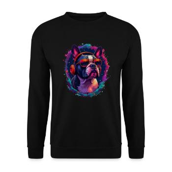Bouledogue avec lunettes de soleil Motif animalier Art - Sweat-shirt Unisexe - noir - Devant - Alina (178cm) & Michal (187cm)