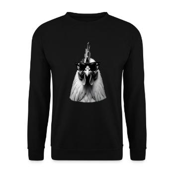Poulet Lunettes de soleil motif animal Poulet éleveur poulets - Sweat-shirt Unisexe - noir - Devant - Alina (178cm) & Michal (187cm)