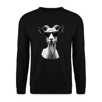 Chèvre avec lunettes de soleil Motif animal Porte-chèvre - Sweat-shirt Unisexe - noir - Devant - Alina (178cm) & Michal (187cm)