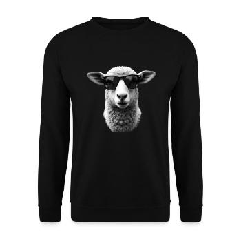 Schaf mit Sonnenbrille Tier Motiv Schäfer Schafe - Unisex Pullover - Schwarz - Vorne - Alina (178cm) & Michal (187cm)